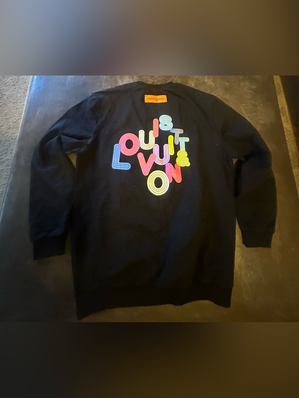 LV Black Light Weight Sweatshirt with Multicolor Neon Logo